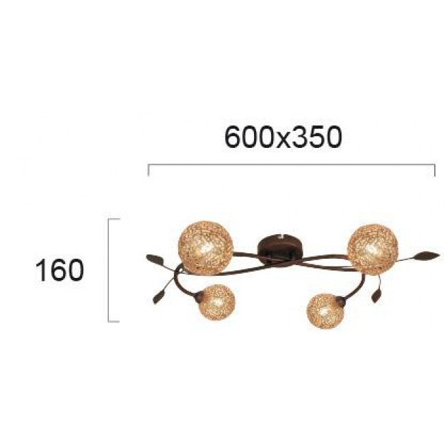 Φωτιστικό Τετράφωτο G9 Χρυσό Και Καφέ Sissy 4192800 VIOKEF