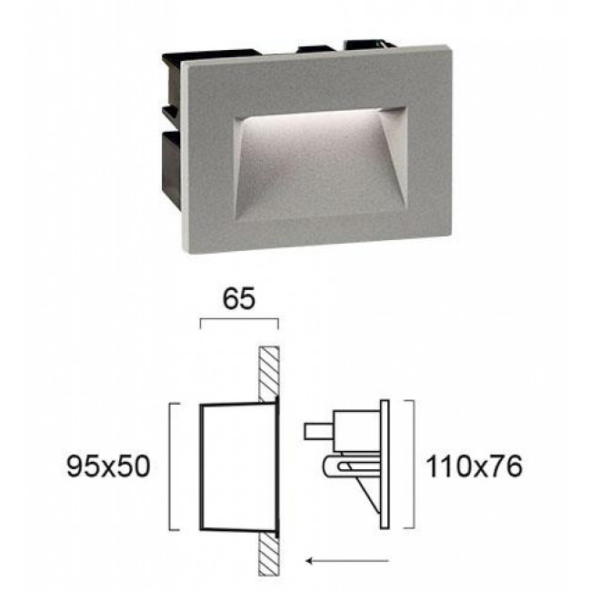 Φωτιστικό Χωνευτό LED 3W 3000k Γκρί ΙΡ65 Theta 4198800 VIOKEF