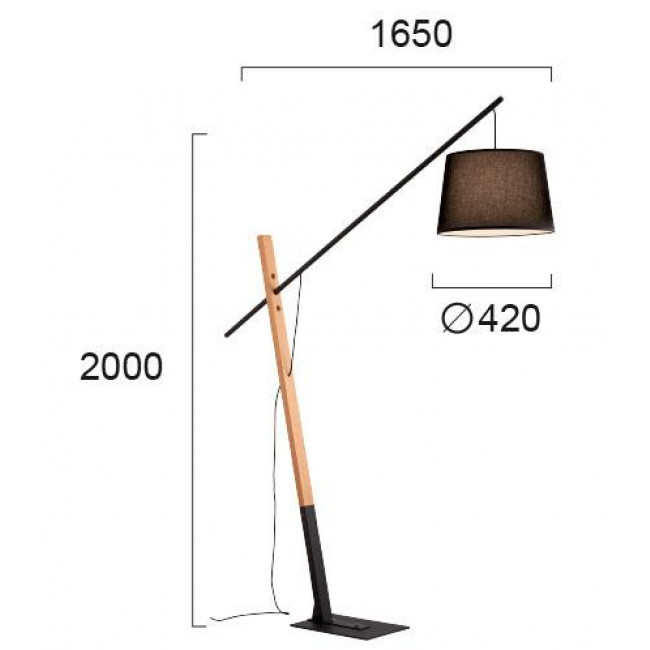 Φωτιστικό Δαπέδου E27 Μαύρο Και Ξύλο Crane 4204100 VIOKEF