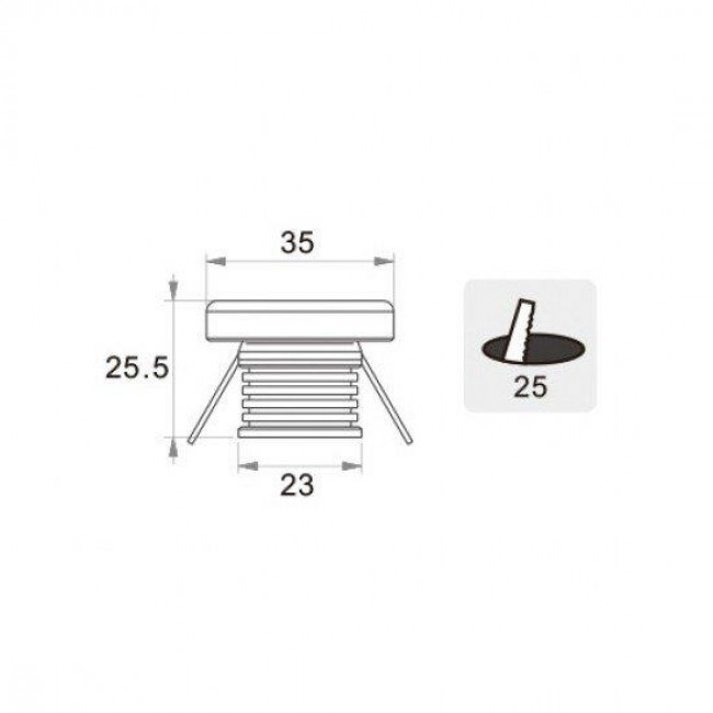 Σπότ Χωνευτό LED 1W 3000k Λευκό Royal 4223000 VIOKEF
