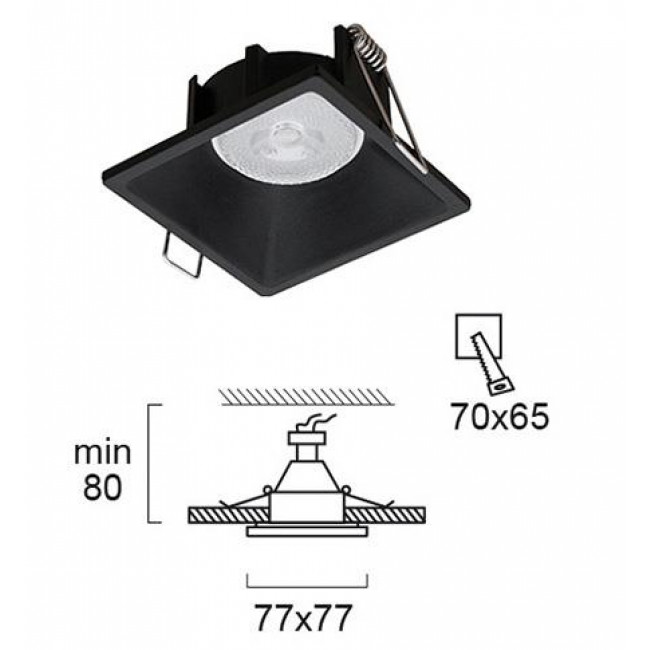 Σπότ Χωνευτό GU10 Μαύρο Σταθερό Fino 4225001 VIOKEF