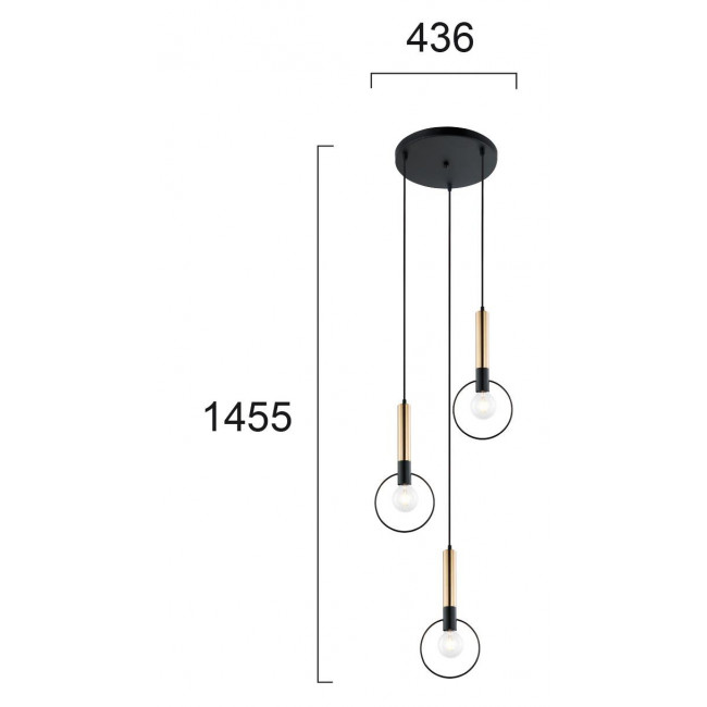Φωτιστικό Τρίφωτο E27 Μαύρο Και Χρυσό Star 4230400 VIOKEF