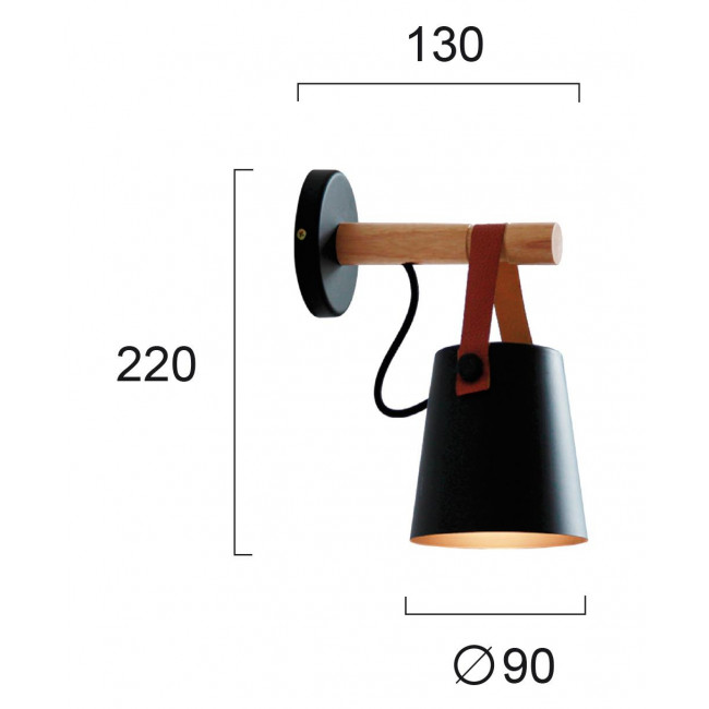 Απλίκα E27 Μαύρο Και Ξύλο Vetra 4231601 VIOKEF