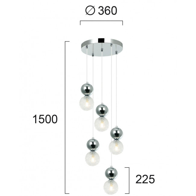 Φωτιστικό Πεντάφωτο G9 Χρώμιο Και Διάφανο Sylia 4238800 VIOKEF