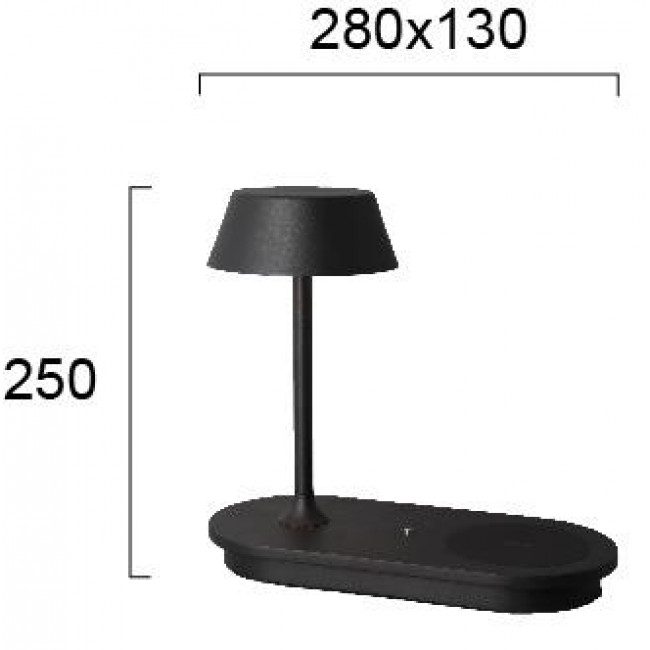 Πορτατίφ LED 8W 3000k Μαύρο Με Ασύρματη Φόρτιση Και USB King 4248000 VIOKEF