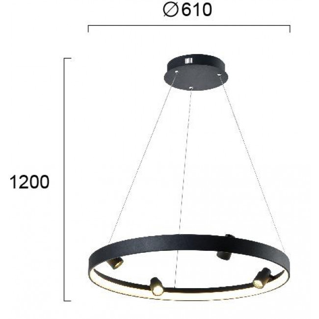 Φωτιστικό LED 40W 3000k Μαύρο Denis 4250600 VIOKEF