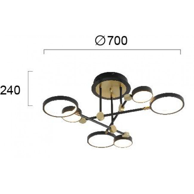 Φωτιστικό LED 50W 3000k Μαύρο Και Χρυσό Persa 4251100 VIOKEF