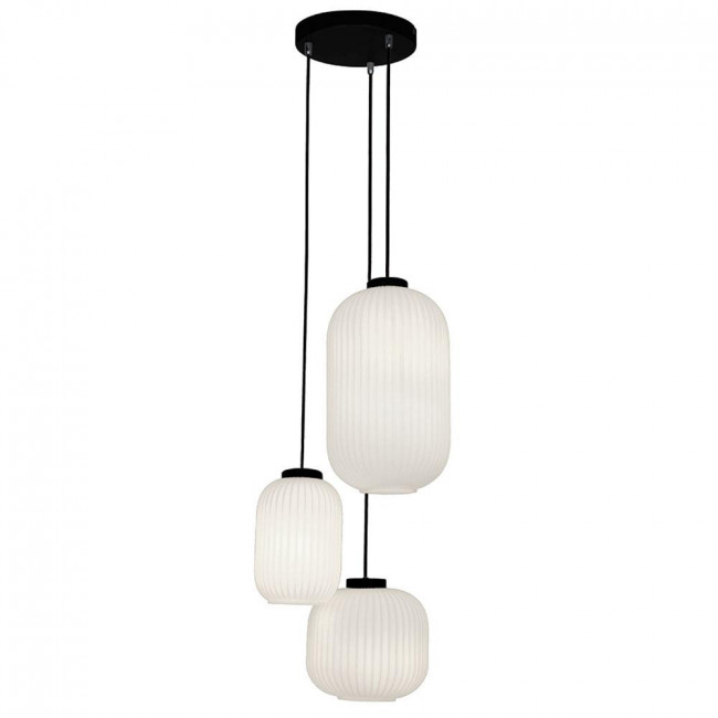 Φωτιστικό Τρίφωτο E27 Μαύρο Με Λευκό Γυαλί Astor 4257900 VIOKEF