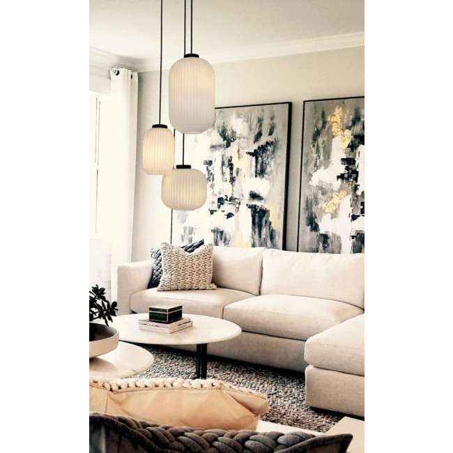 Φωτιστικό Τρίφωτο E27 Μαύρο Με Λευκό Γυαλί Astor 4257900 VIOKEF