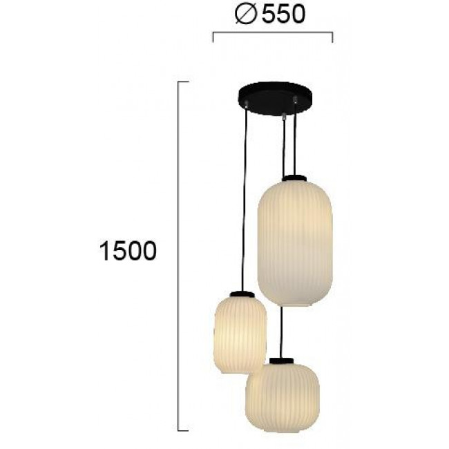 Φωτιστικό Τρίφωτο E27 Μαύρο Με Λευκό Γυαλί Astor 4257900 VIOKEF