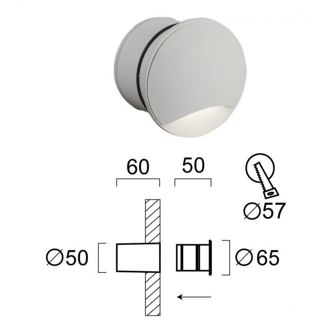 Φωτιστικό Χωνευτό LED 3W 3000k Λευκό Ithaki 4261900 VIOKEF