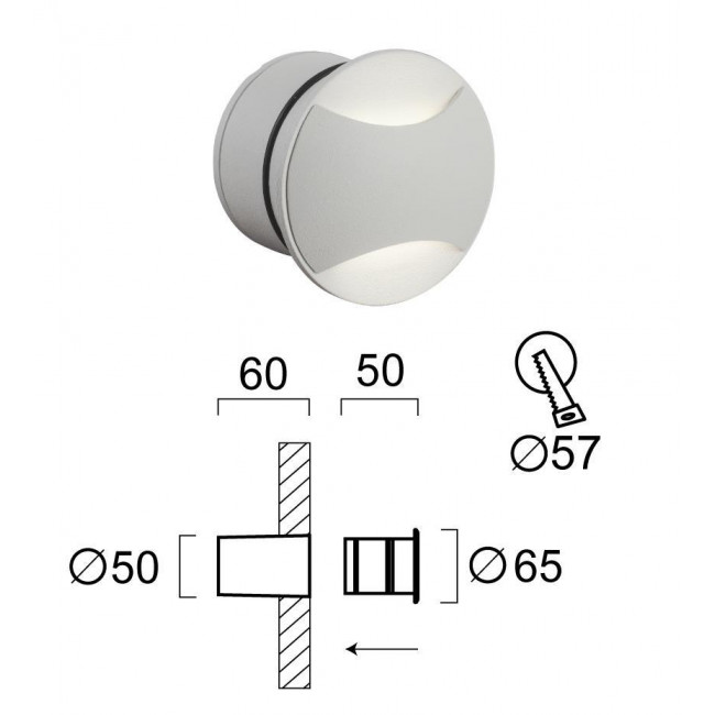 Φωτιστικό Χωνευτό LED 3W 3000k Λευκό Ithaki 4262000 VIOKEF