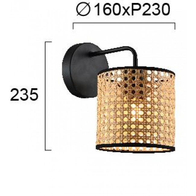 Απλίκα E27 Μαύρο Και Φυσικό Gheisa 4268100 VIOKEF