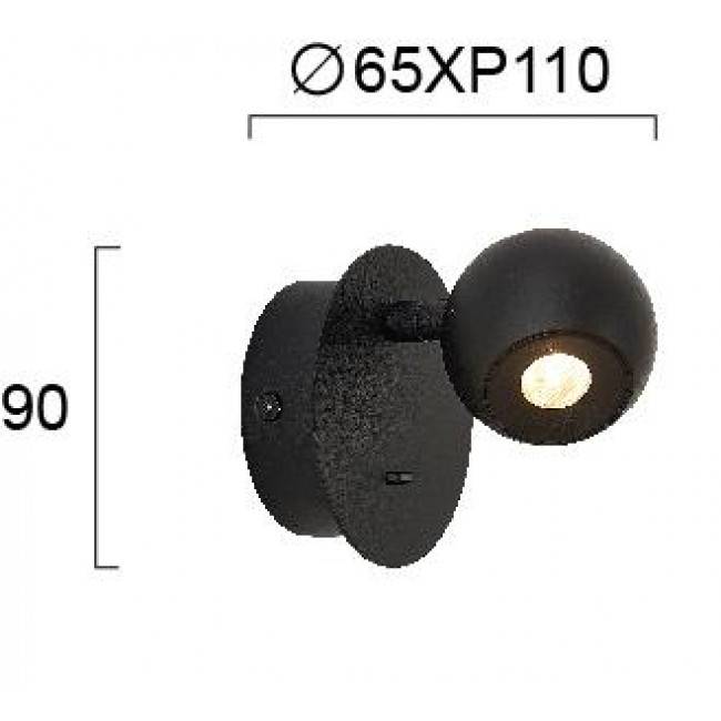 Απλίκα LED 3.3W 3000k Μαύρο Sebastian 4270800 VIOKEF