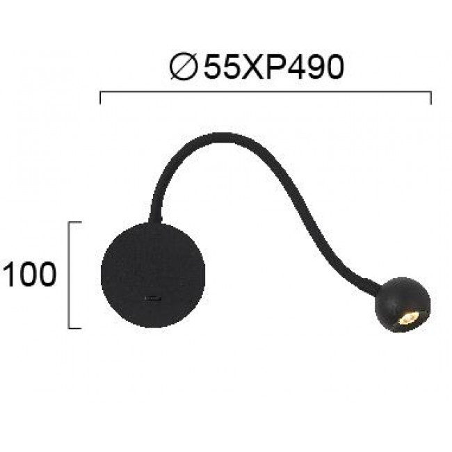 Απλίκα LED 3.3W 3000k Μαύρο Sebastian 4270900 VIOKEF
