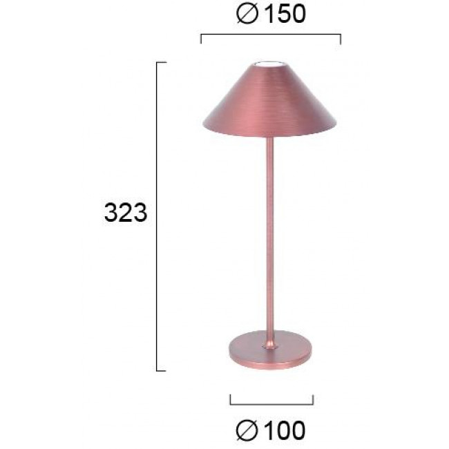 Πορτατίφ LED 3W 4000k Χαλκός Φορητό Cone 4275202 VIOKEF