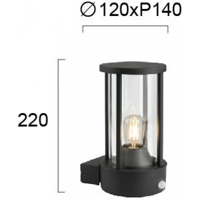 Απλίκα E27 Ανθρακί Με Αισθητήρα Κίνησης Aspen 4286100 VIOKEF