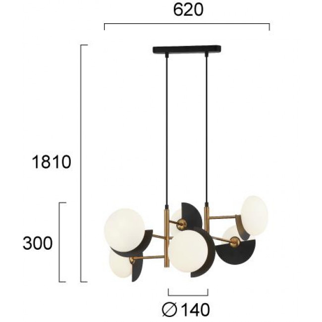 Φωτιστικό Εξάφωτο G9 Μαύρο Και Χρυσό Darcy 4292200 VIOKEF