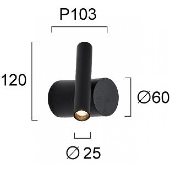 Απλίκα LED 4W 3000k Μαύρο Planet 4292900 VIOKEF