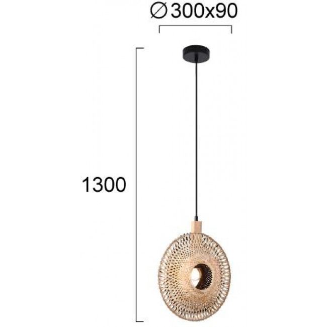 Φωτιστικό Μονόφωτο E27 Μαύρο Και Φυσικό Ilanga 4299100 VIOKEF