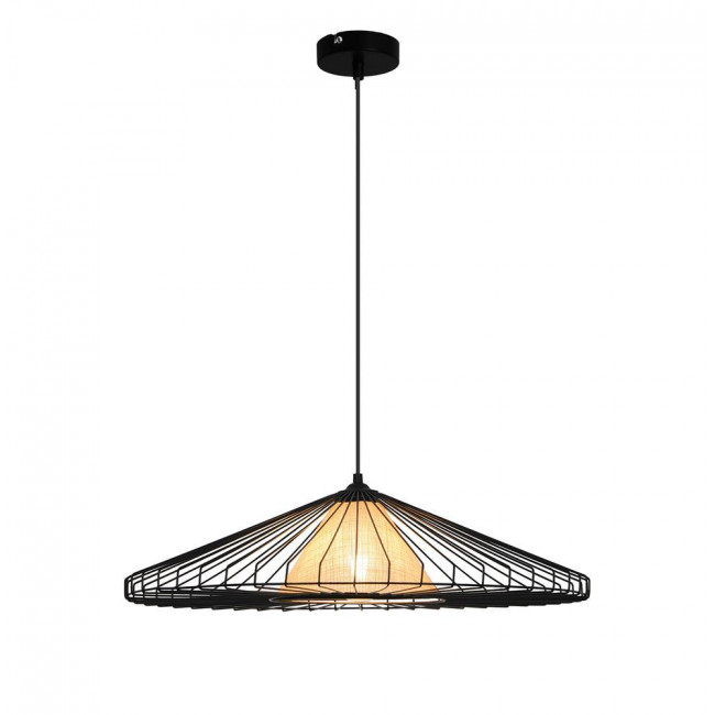 Φωτιστικό Μονόφωτο E27 Μαύρο Και Φυσικό Mona 4306600 VIOKEF