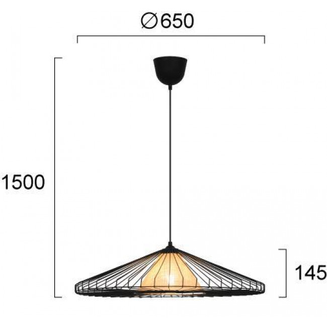 Φωτιστικό Μονόφωτο E27 Μαύρο Και Φυσικό Mona 4306600 VIOKEF