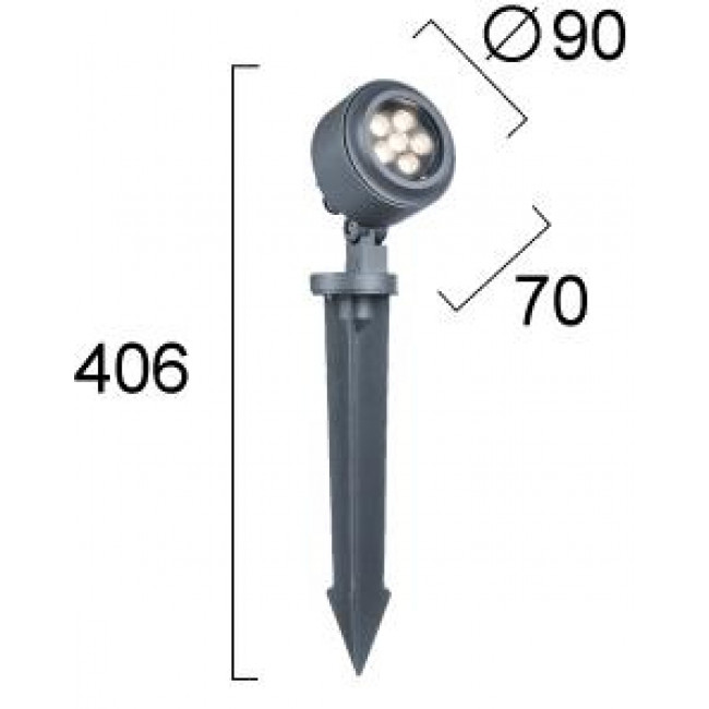 Φωτιστικό Κήπου LED 7W 3000k Με Καρφί Ανθρακί Ridox 4310600 VIOKEF