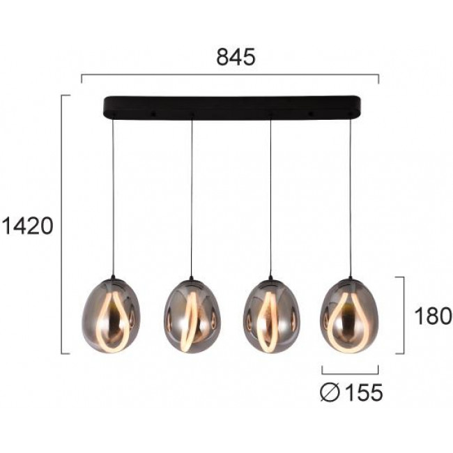 Φωτιστικό LED 23W 3000k Μαύρο Και Φυμέ Melanie 4312000 VIOKEF