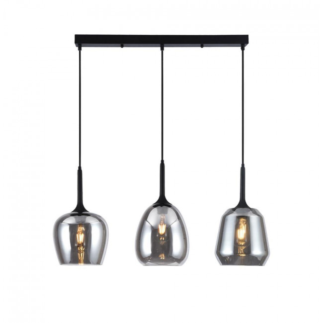 Φωτιστικό Τρίφωτο E27 Μαύρο Και Φυμέ Maeva 4313000 VIOKEF