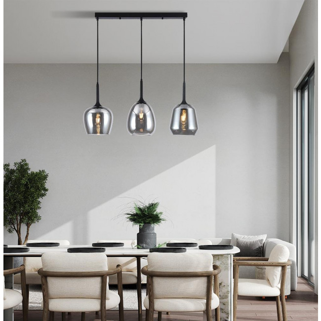 Φωτιστικό Τρίφωτο E27 Μαύρο Και Φυμέ Maeva 4313000 VIOKEF