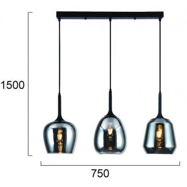 Φωτιστικό Τρίφωτο E27 Μαύρο Και Φυμέ Maeva 4313000 VIOKEF