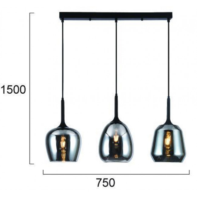 Φωτιστικό Τρίφωτο E27 Μαύρο Και Φυμέ Maeva 4313000 VIOKEF