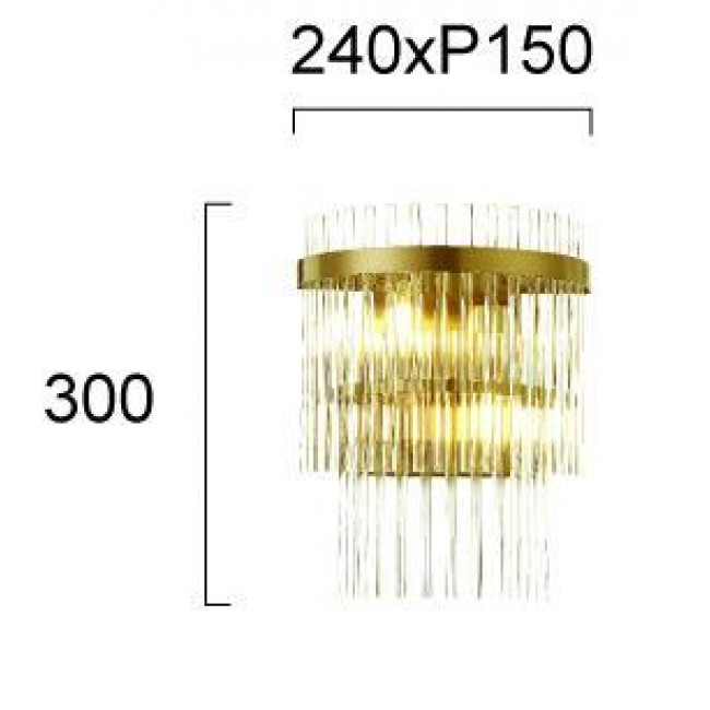 Απλίκα Δίφωτη E14 Χρυσό Και Διάφανο Sabrina 4314600 VIOKEF