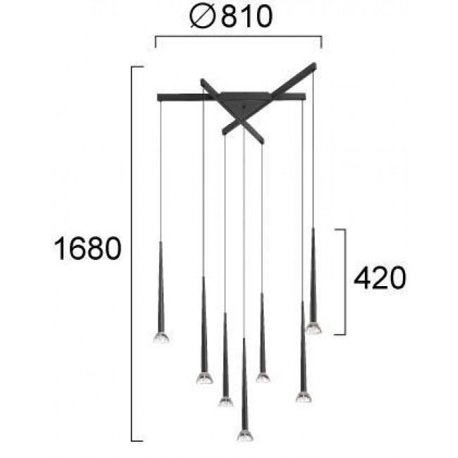 Φωτιστικό LED 44W 3000k Μαύρο Και Διάφανο Rina 4325400 VIOKEF