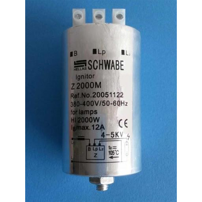 Εκκινητής Λαμπτήρων Εκκένωσης 1500-2000W 380V Z2000M SCHWABE