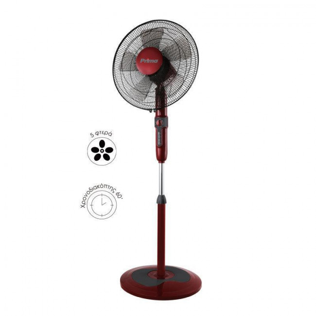 Ανεμιστήρας Με Ορθοστάτη Φ40 Κόκκινο Και Μαύρο Με Τηλεχειριστήριο PRSF-80503 PRIMO