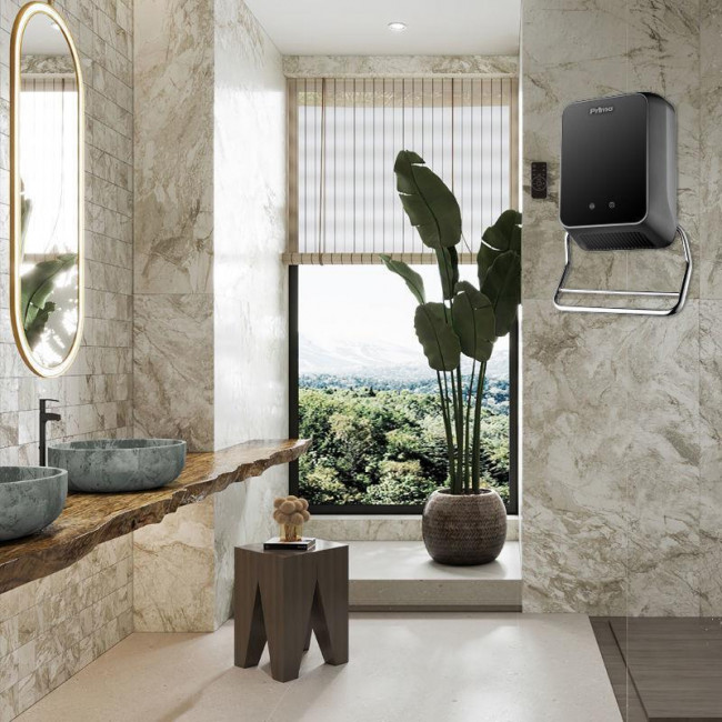 Αερόθερμο Μπάνιου Επίτοιχο 2000W Με τηλεχειριστήριο Μαύρο PRBH-81122 PRIMO