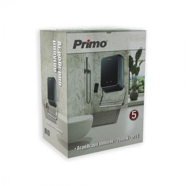 Αερόθερμο Μπάνιου Επίτοιχο 2000W Με τηλεχειριστήριο Μαύρο PRBH-81122 PRIMO