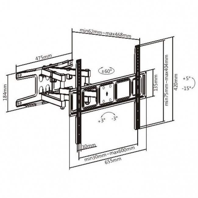 Βάση Τηλεορασης 37"-80"' 40Kg LPA63-466 BRATECK