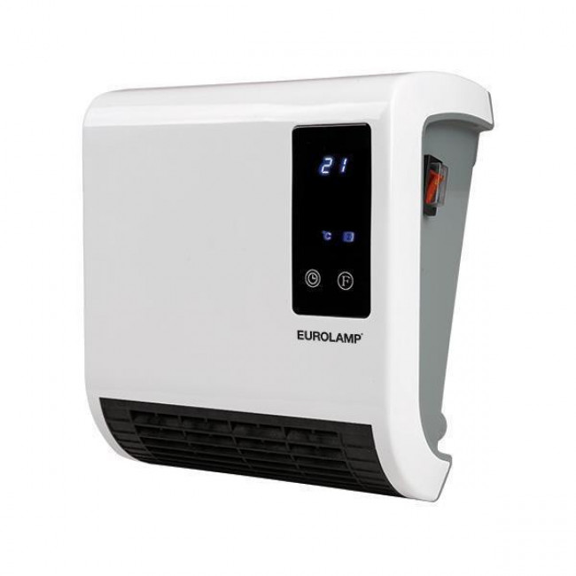 Αερόθερμο Μπάνιου Επίτοιχο 2000W Με τηλεχειριστήριο Λευκό Και Γκρι 147-29128 EUROLAMP