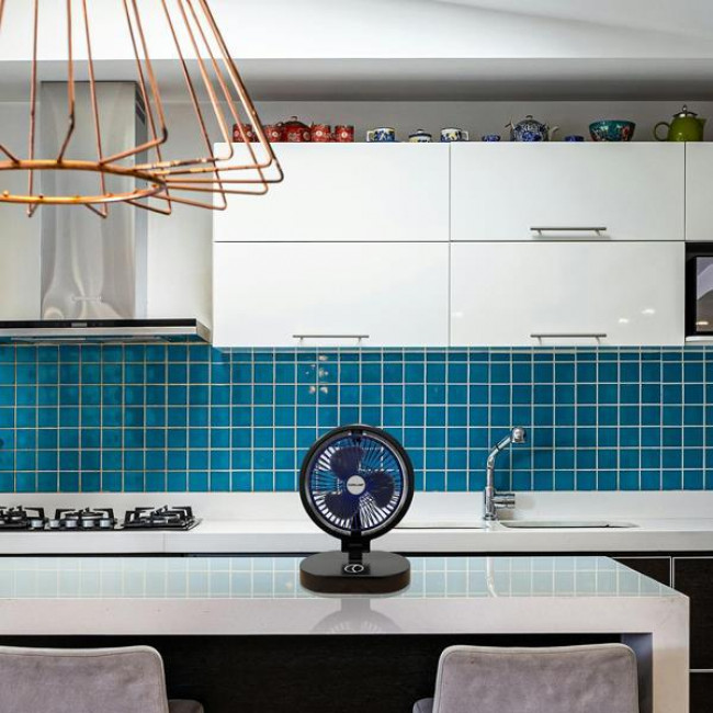 Ανεμιστήρας Επιτραπέζιος 5W D16 Με Φως LED Μαύρο Φορητό EUROLAMP