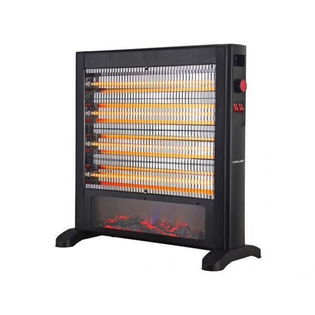 Θερμάστρα Χαλαζία 2400W Μαύρο Με Εφέ Φλόγας 300-41406 EUROLAMP