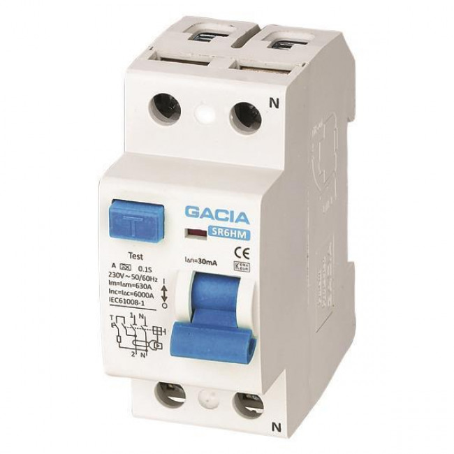 Ρελέ Διαρροής AC 2P 63Α 30mA 500-37001 GACIA