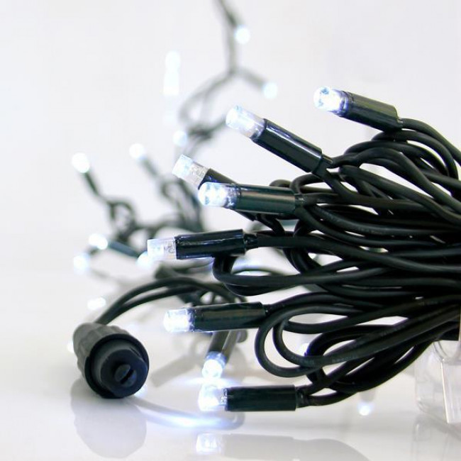 Σειρά Με 100 Λαμπάκια LED Λευκά Πράσινο Καλώδιο IP65 Επεκτάσιμα