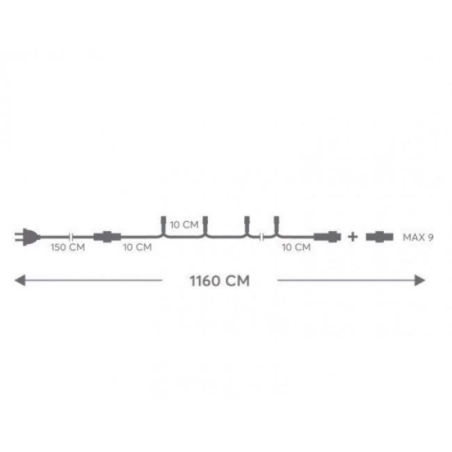 Σειρά Με 100 Λαμπάκια LED Θερμά Πράσινο Καλώδιο IP65 Επεκτάσιμα