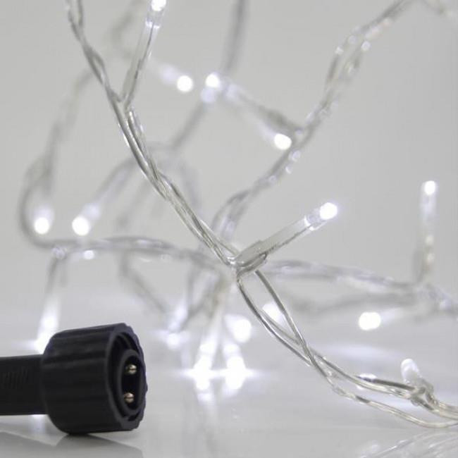 Σειρά Με 100 Λαμπάκια LED Λευκά Διάφανο Καλώδιο Επεκτάσιμα