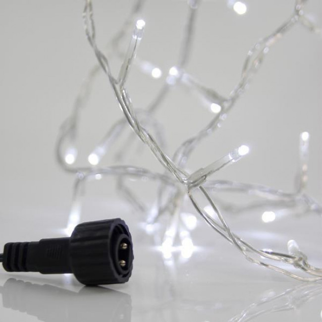 Σειρά Με 100 Λαμπάκια LED Λευκά Διάφανο Καλώδιο Επεκτάσιμα