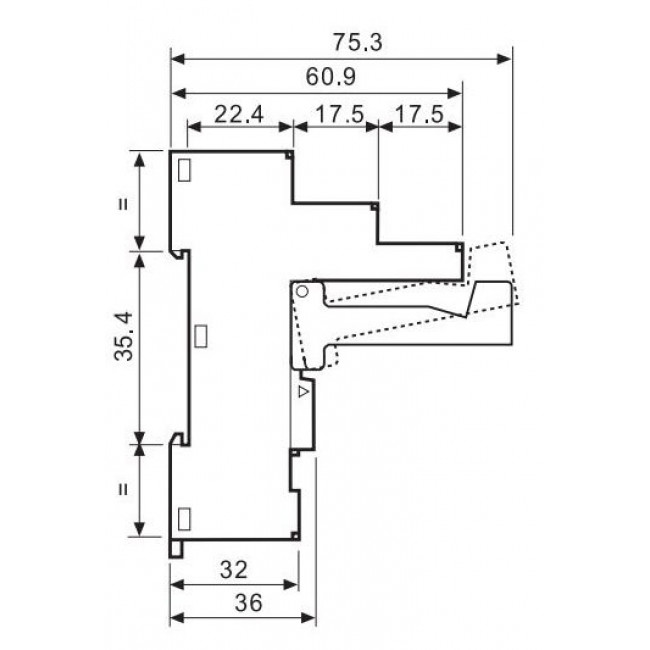 Βάση Ράγας Για Relay Μίνι 2P 95.05SPA FINDER