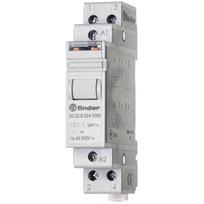 Ρελέ Ράγας Με 2 Βήματα 2P 16A 1NO+1NC 24VDC 20.23 FINDER