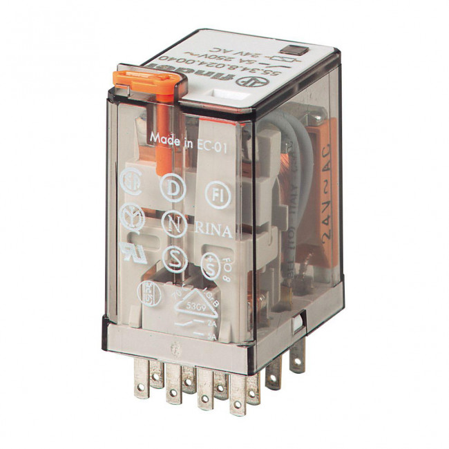 Ρελέ Μεσαίο 4P 24V AC 7A Solder 5534 FINDER